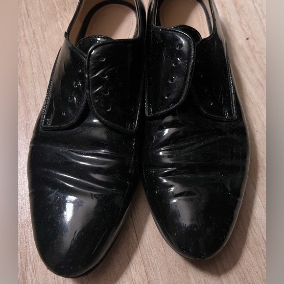 Prada Women’s Black Leather Oxford Dress Shoes Size 37.5 / 7.5 - Picture 2 of 13